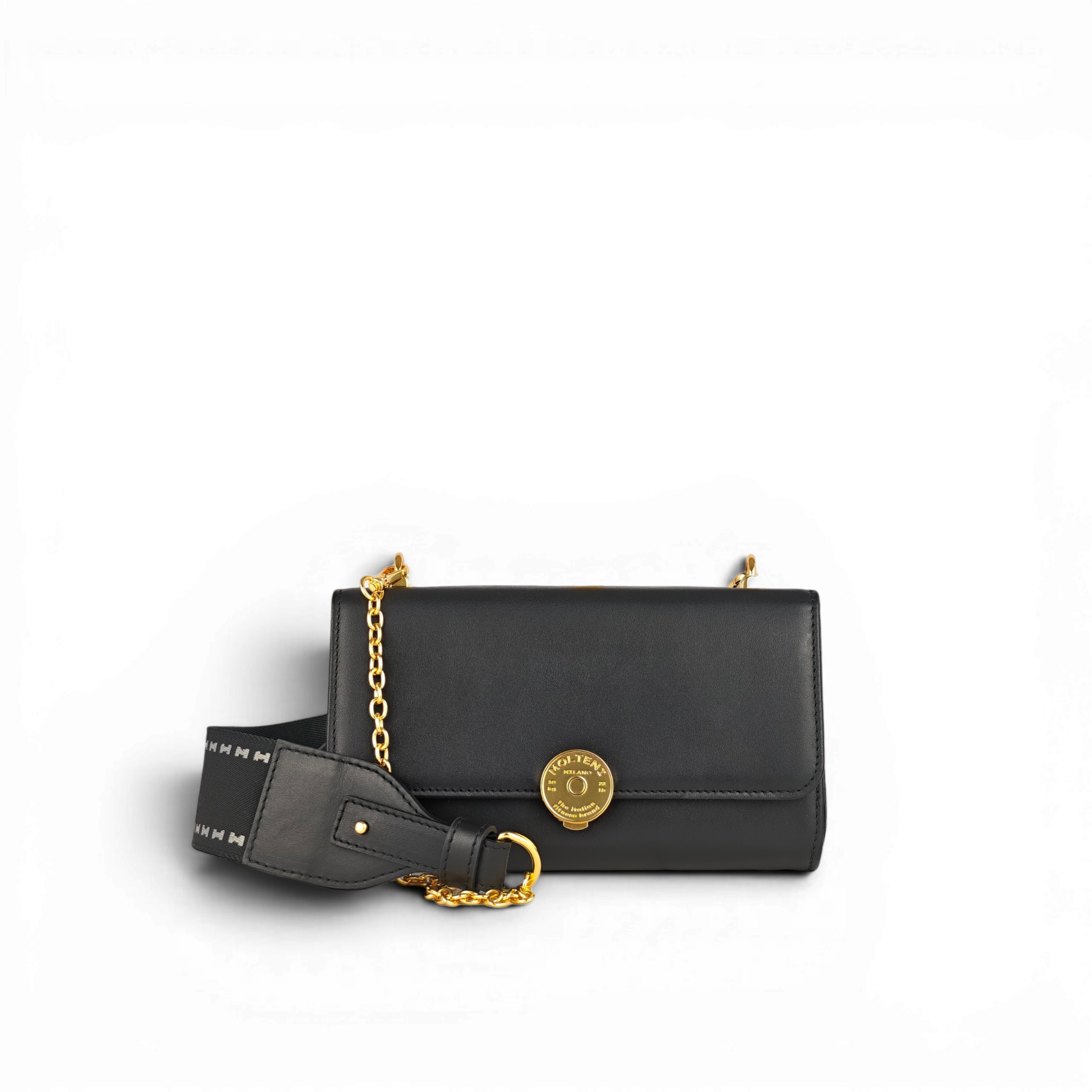 Foto frontale del modello Marghe small black con nastro