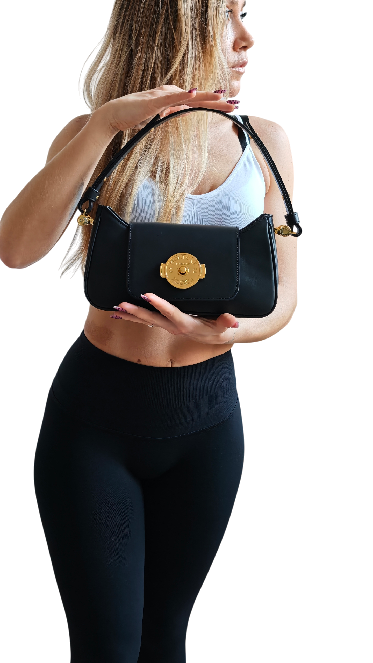 TINA small - BLACK pelle liscia